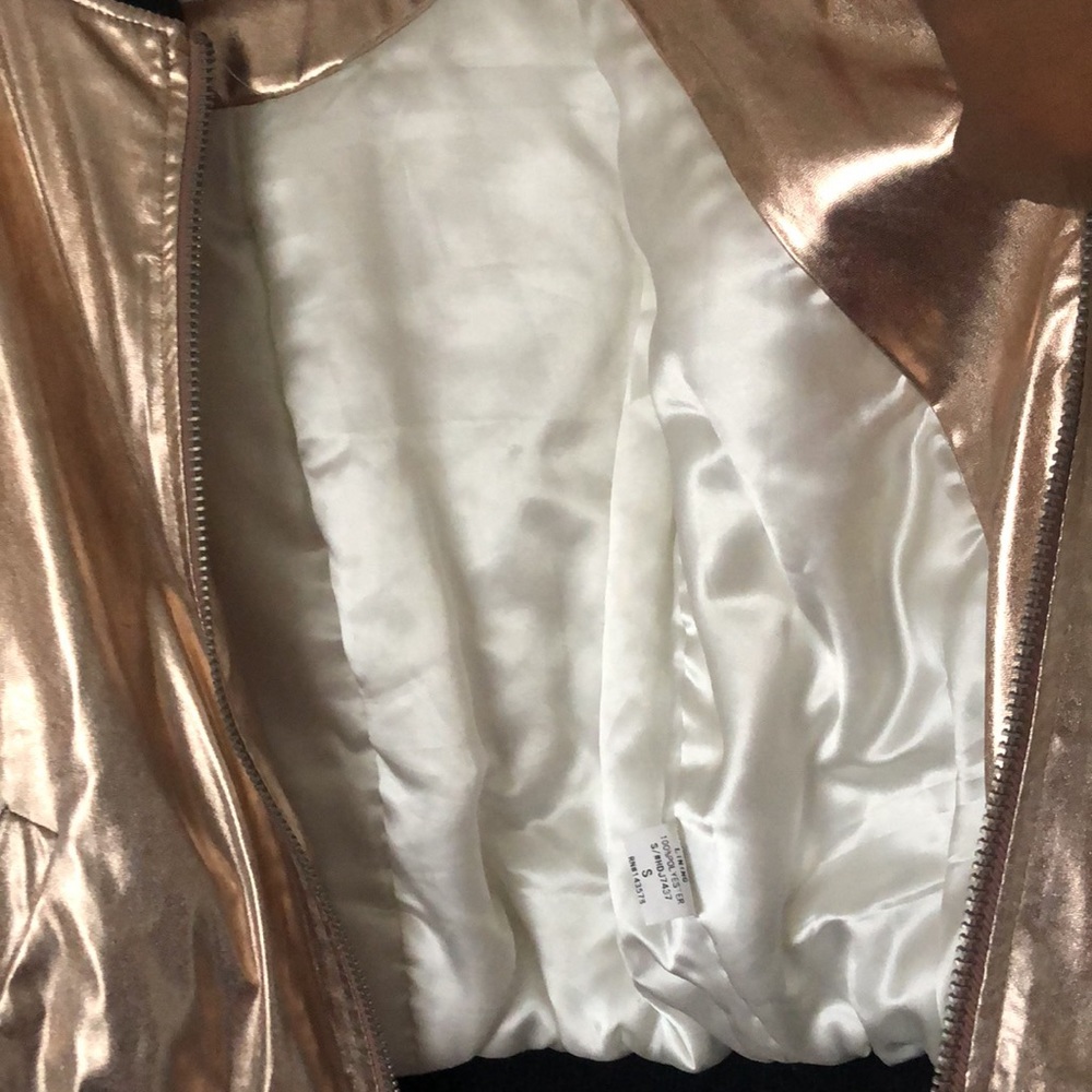 Hot & Delicious Metallic Zip Up Jacket ROSE GOLD - Picture 12 of 15